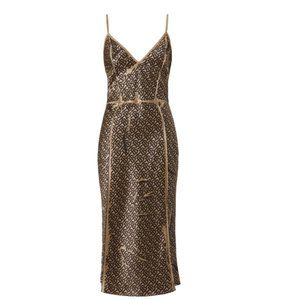 BURBERRY Monogram Print Silk Slip Dress Honey US 4 Small
